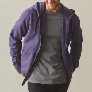 American Giant Hoodie Mens Medium Purple Fleece Lined Cotton Classic Full Zip